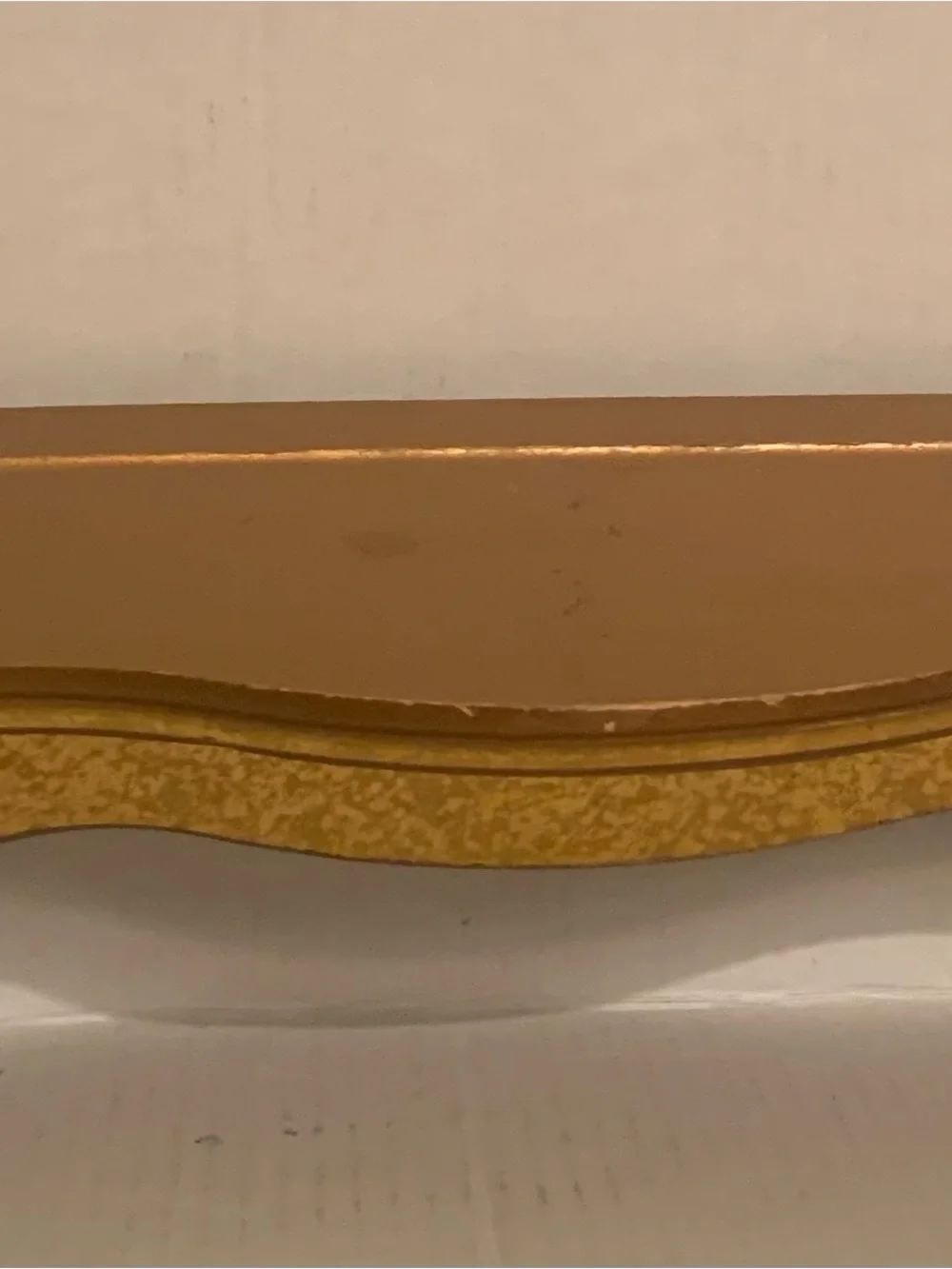 Vintage Home Interiors Homco Gold Scalloped Wood Wall Shelf with Plate Groove